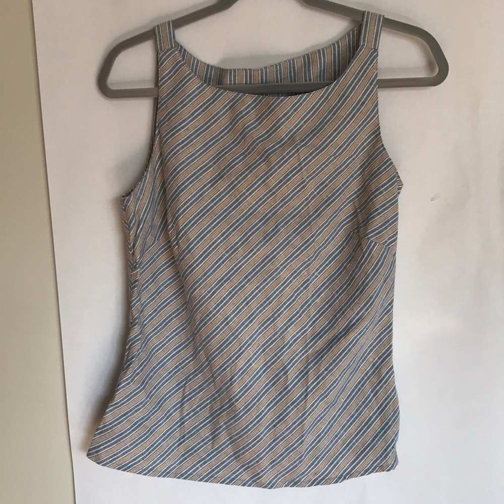 Shape FX Blue and White Striped Top